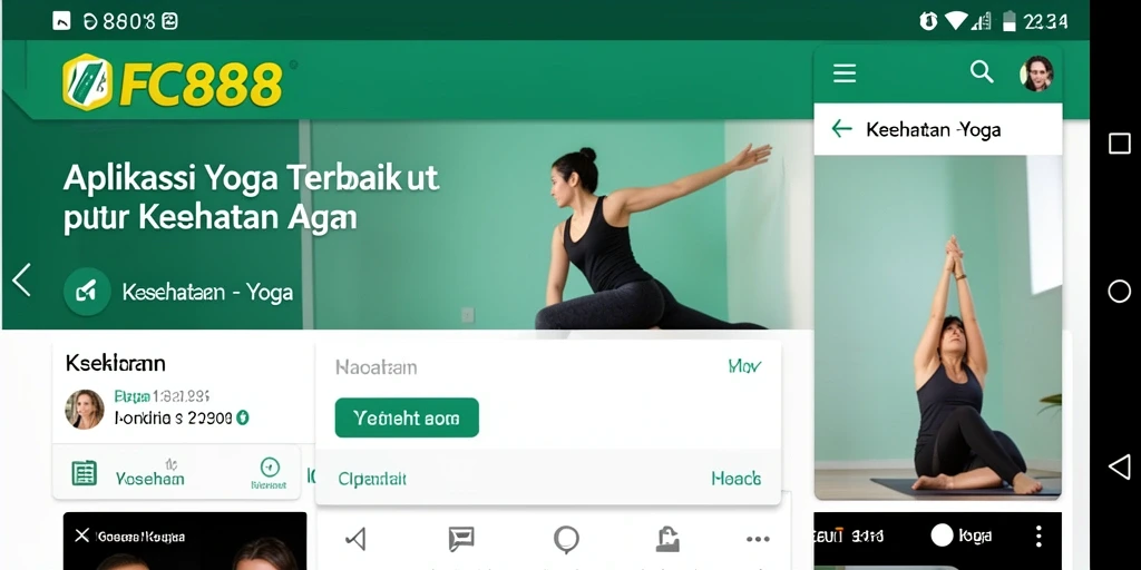 Antarmuka aplikasi FC888 yang menarik untuk latihan Yoga.