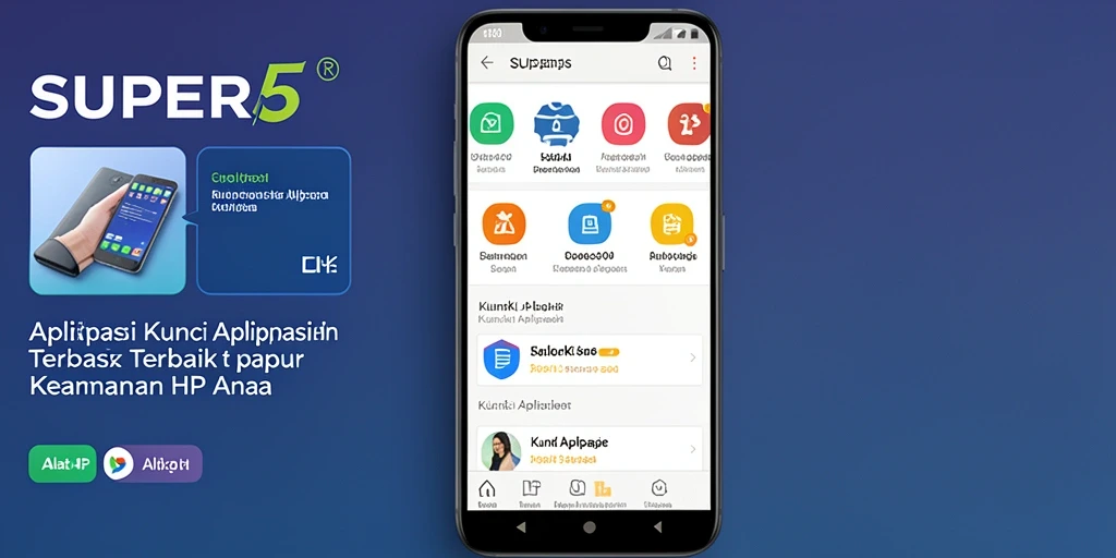 Screenshot utama menunjukkan antarmuka aplikasi Kunci Aplikasi SUPER5.