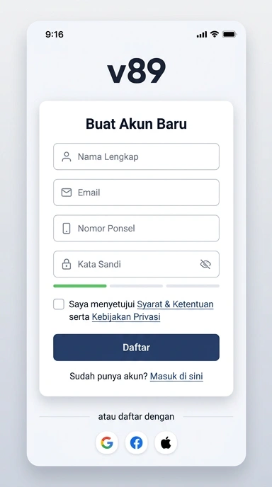 Cara Mudah Daftar Akun v89 untuk Android